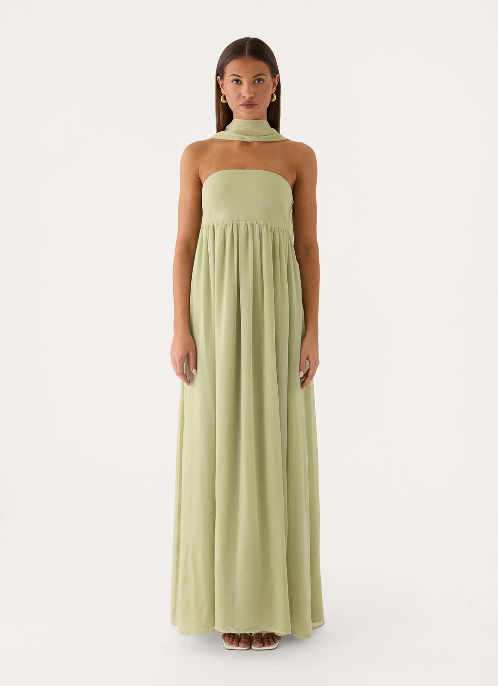 Elarose Scarf Maxi Dress - Soft Lime