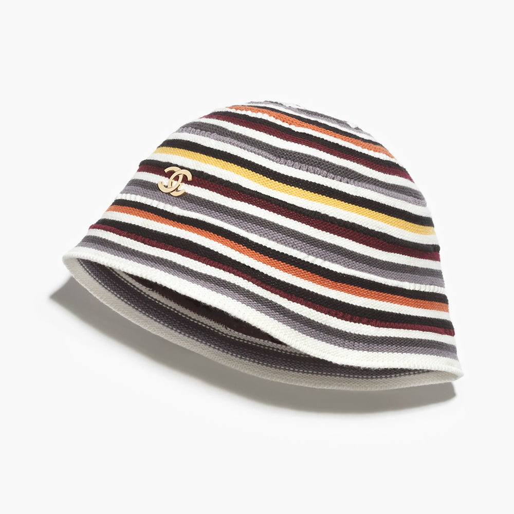 Chanel Cloche Hat Cotton Mixed Fibers Metal Multicolor #384926