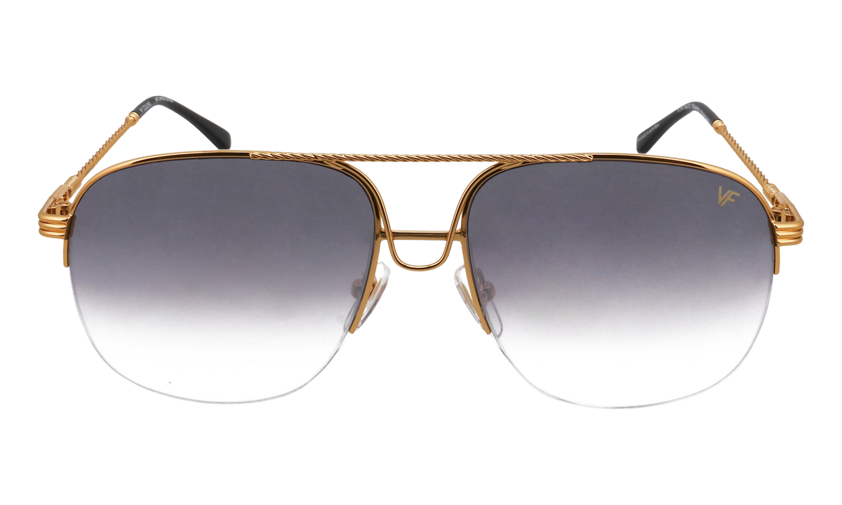 Collins Half Rim 24KT Yellow Gold / Charcoal Black Flash Pink MPCL2 0003 54T6