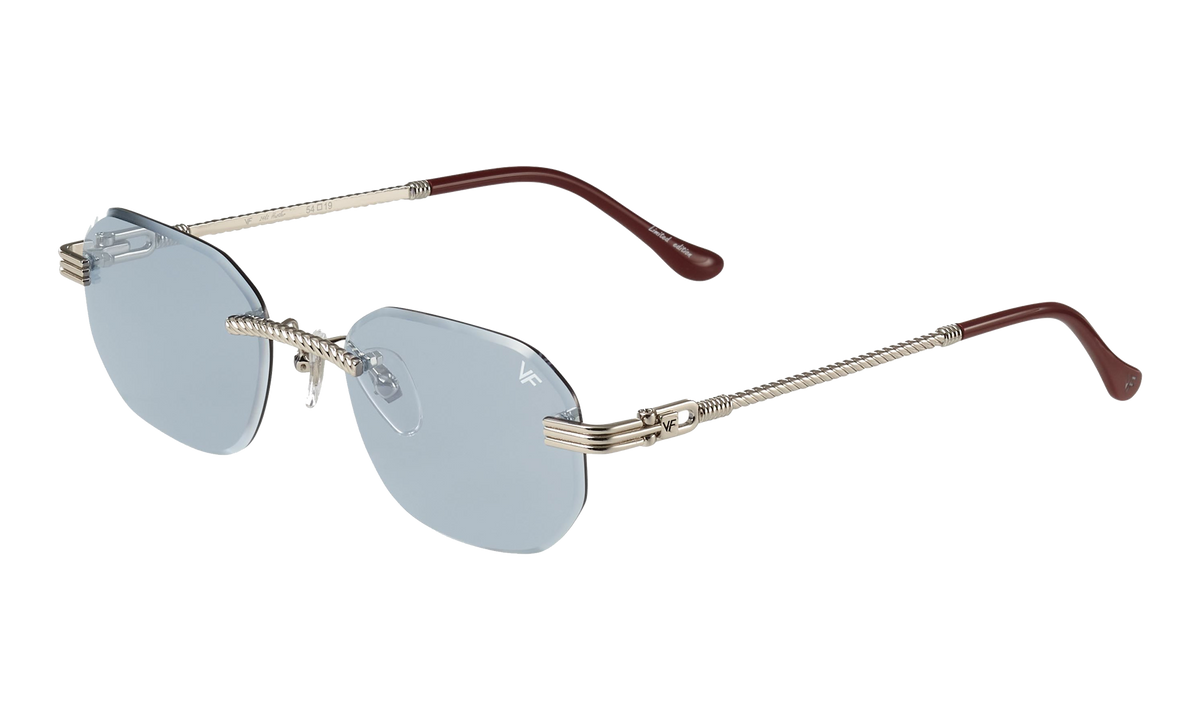 Hustler Rimless Drill Mount 24KT White Gold / Blueberry DMHU2 0046 44C3