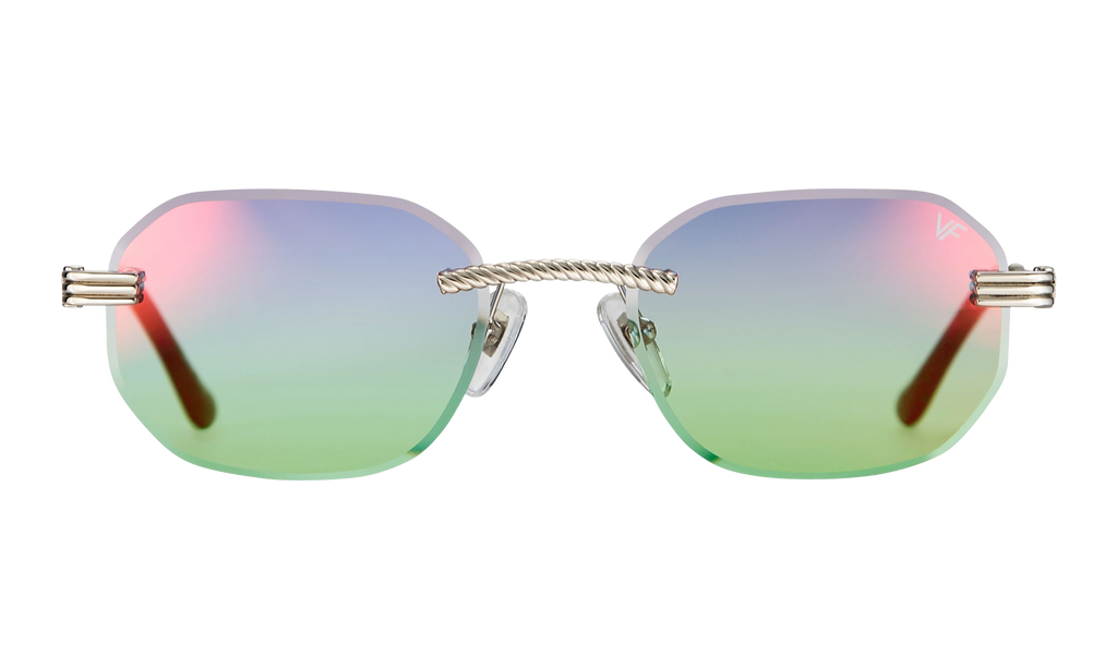 Hustler Rimless Drill Mount 24KT White Gold / Electric Blue / Green DMHU2 0060 50A1