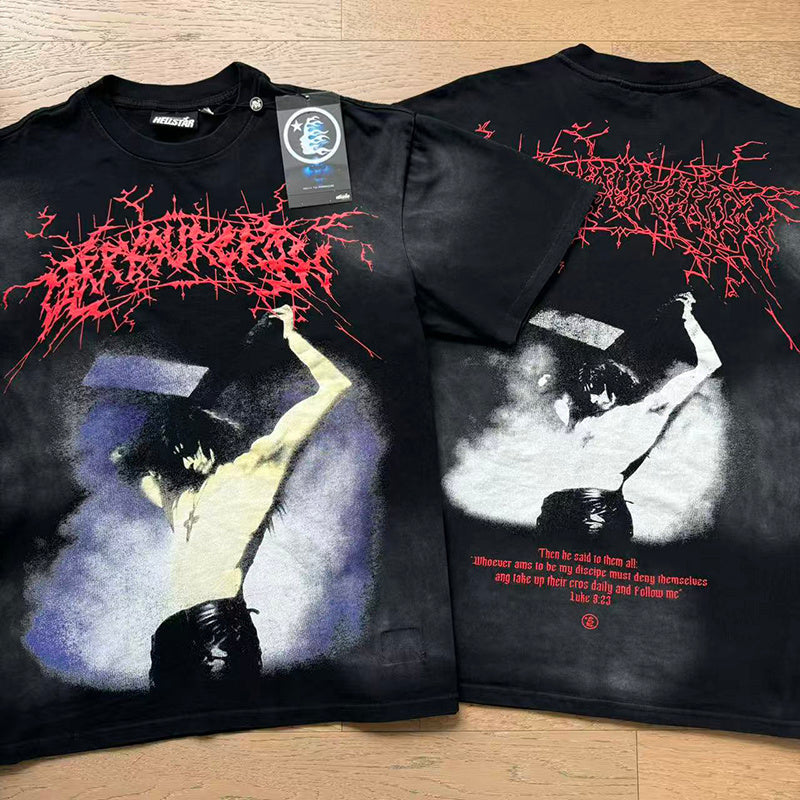 Hellstar Black Exorcism Red Script Tee