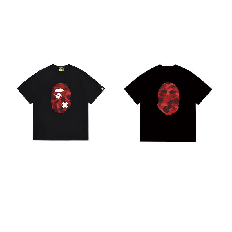 BAPE Red Camo Ape Head Tee
