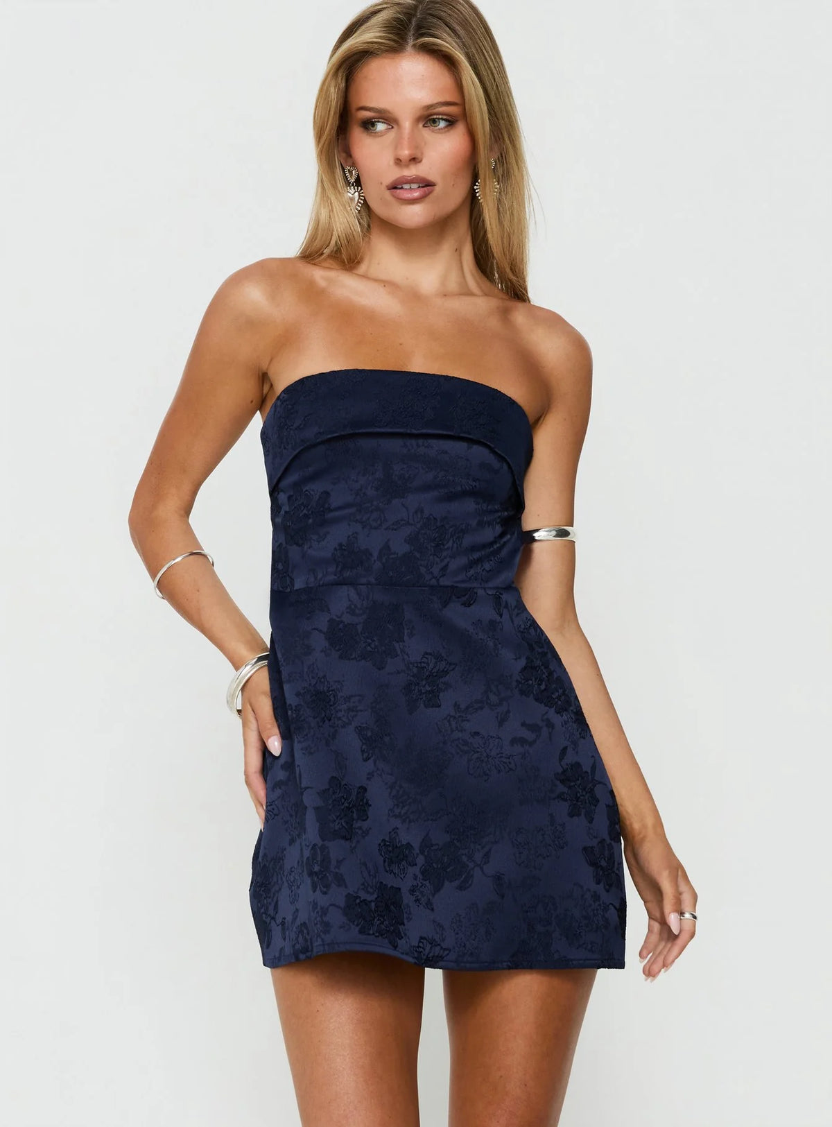 Dakhoda Strapless Mini Dress Navy