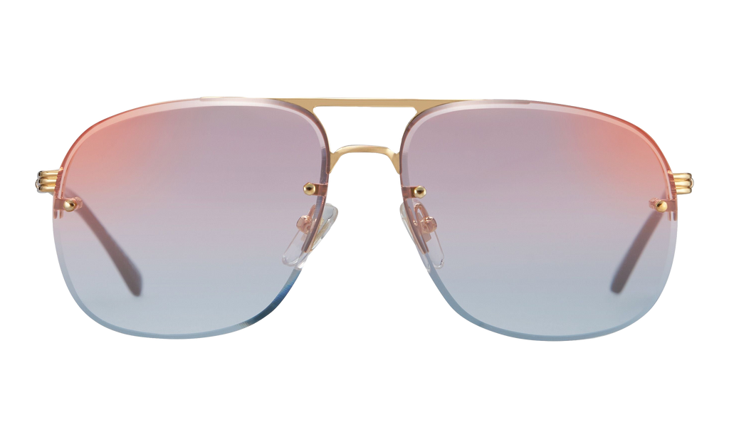 Snatch Bevel Rimless Drill Mount 18KT Yellow Gold / Pastel Pink Gradient Flash Gold DMSN2 0004 48C1