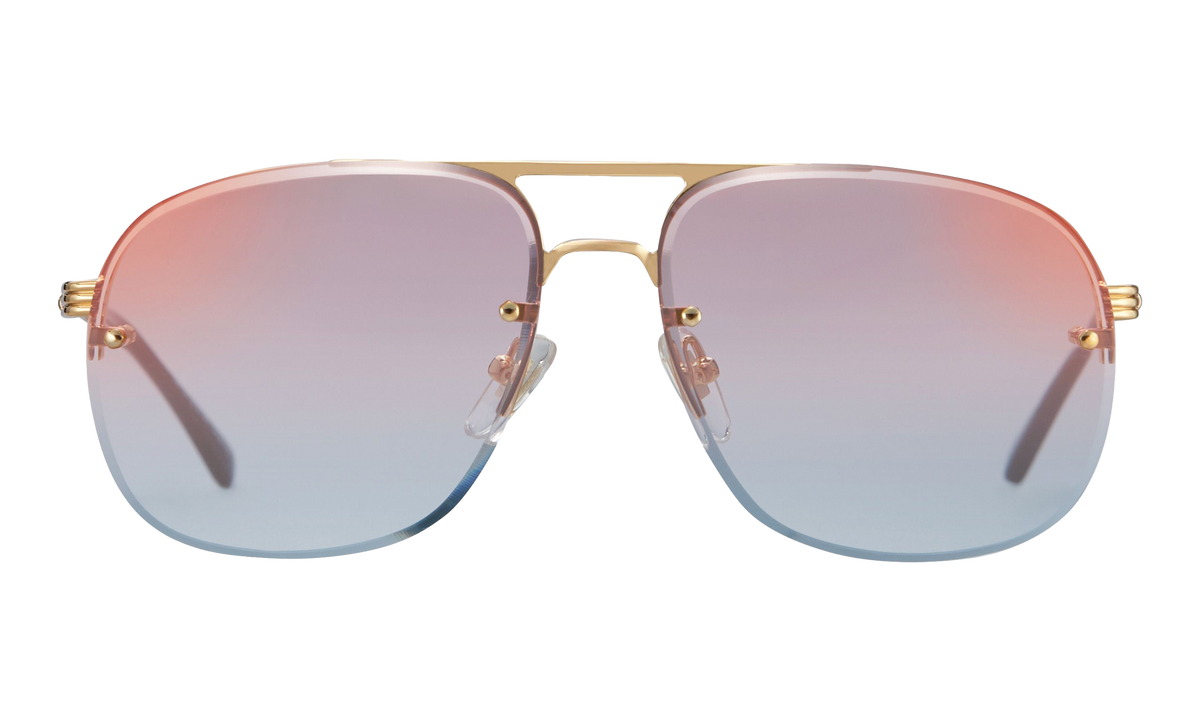 Snatch Bevel Rimless Drill Mount 18KT Yellow Gold / Pastel Pink Gradient Flash Gold DMSN2 0004 48C1
