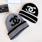 Chanel CC Colorblock Knitted Rib Cold Hat #390620