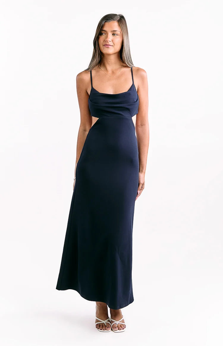 Taleah Navy Crepe Formal Maxi Dress