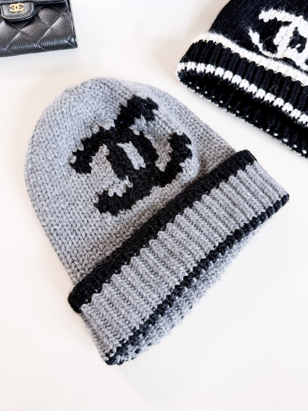 Chanel CC Colorblock Knitted Rib Cold Hat #390620