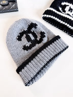 Chanel CC Colorblock Knitted Rib Cold Hat #390620