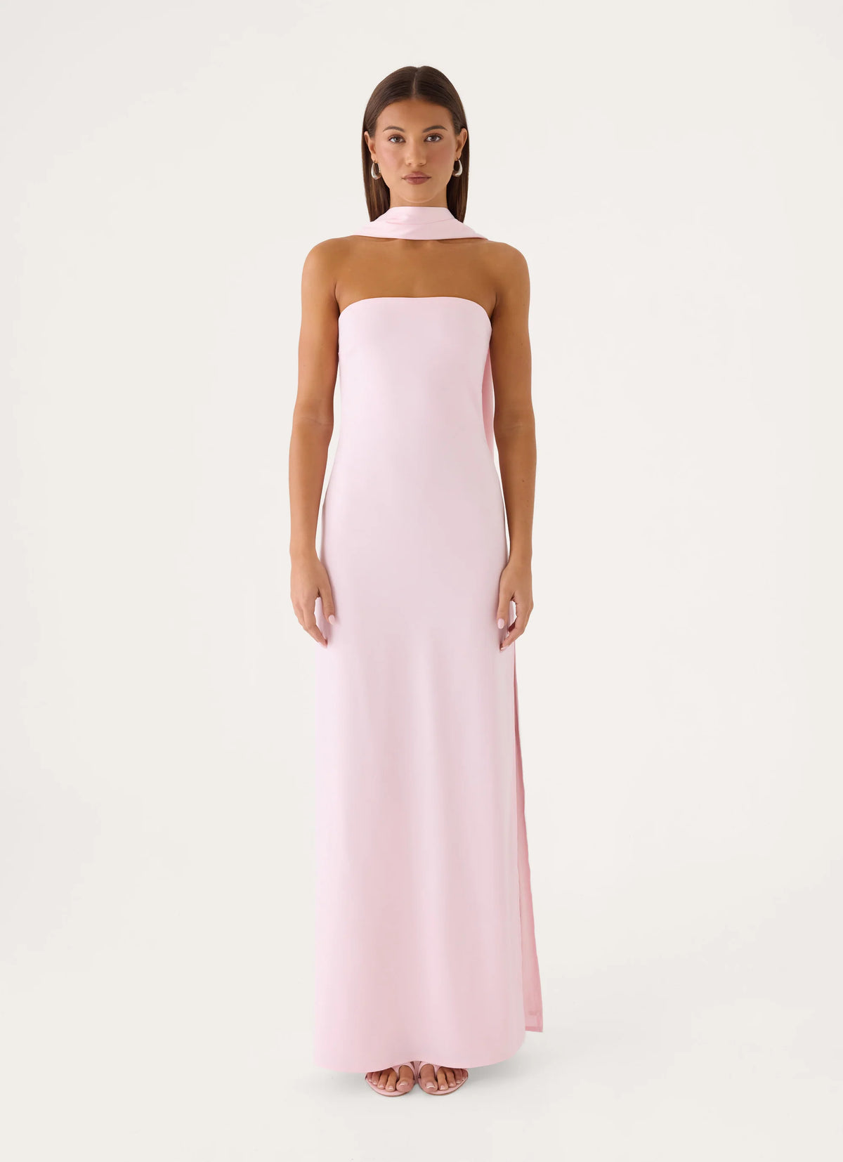 Out All Night Scarf Maxi Dress - Soft Pink