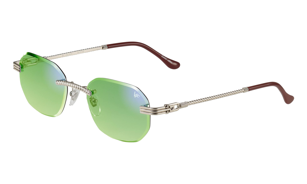 Hustler Rimless Drill Mount 24KT White Gold / Neon Green Flash Purple DMHU2 0051 44D3