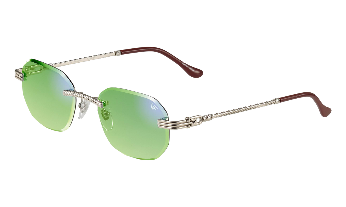Hustler Rimless Drill Mount 24KT White Gold / Neon Green Flash Purple DMHU2 0051 44D3