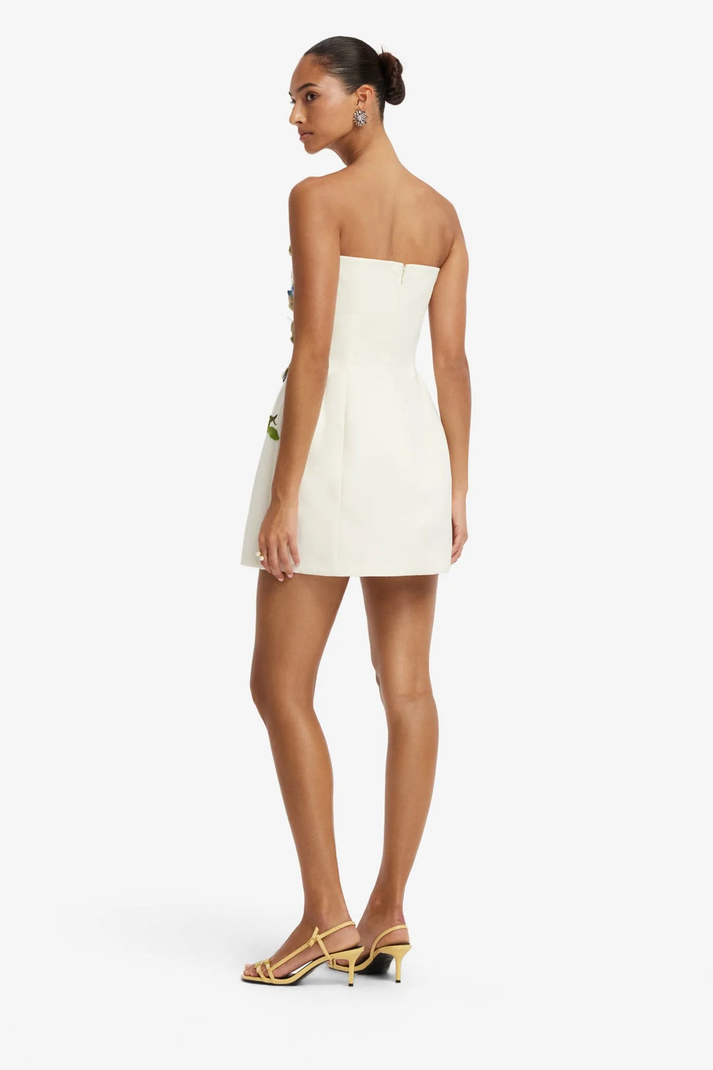 Roselle Embroidered Bustier Mini Dress - Snapdragon Print in Snow