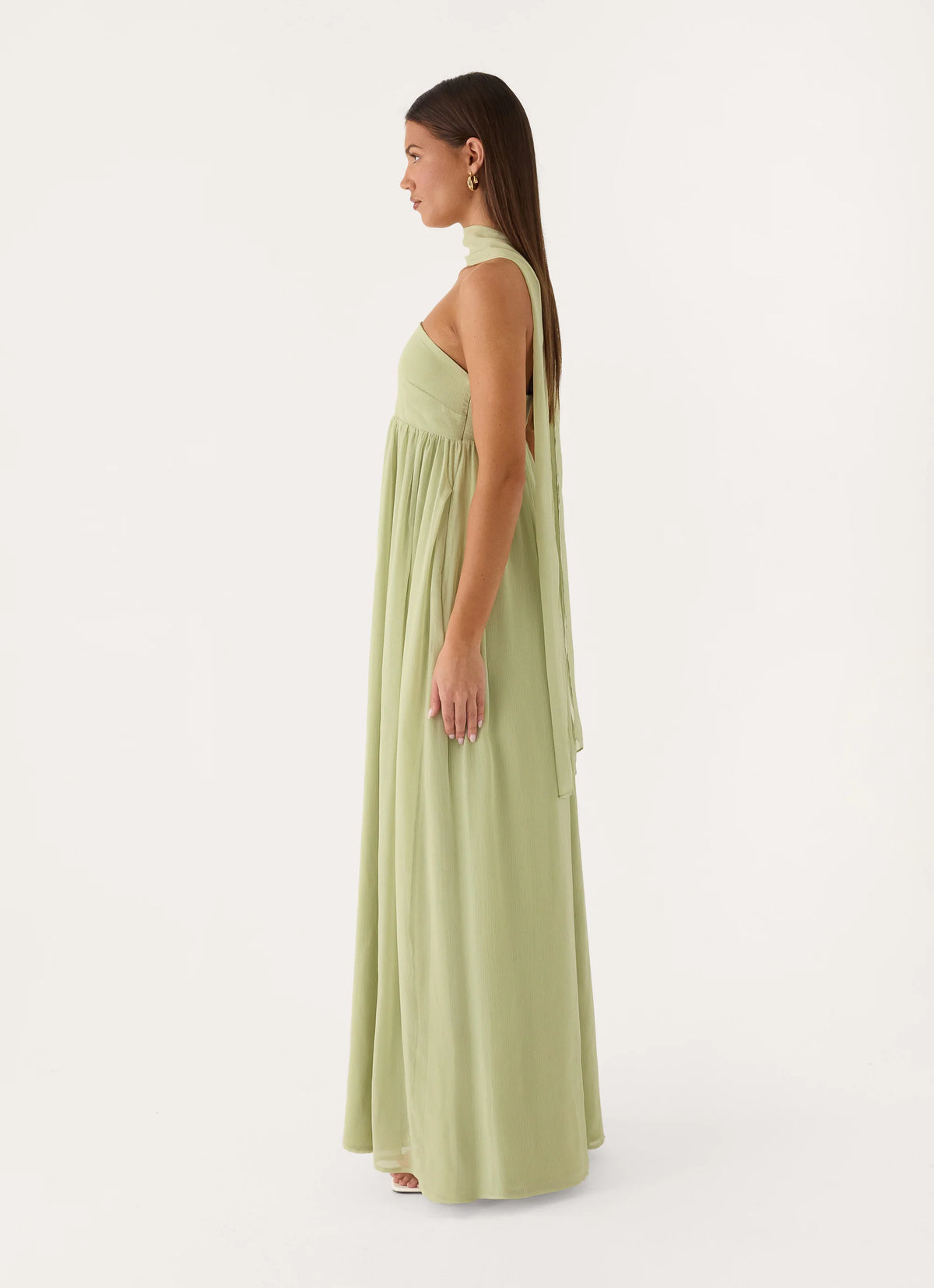 Elarose Scarf Maxi Dress - Soft Lime