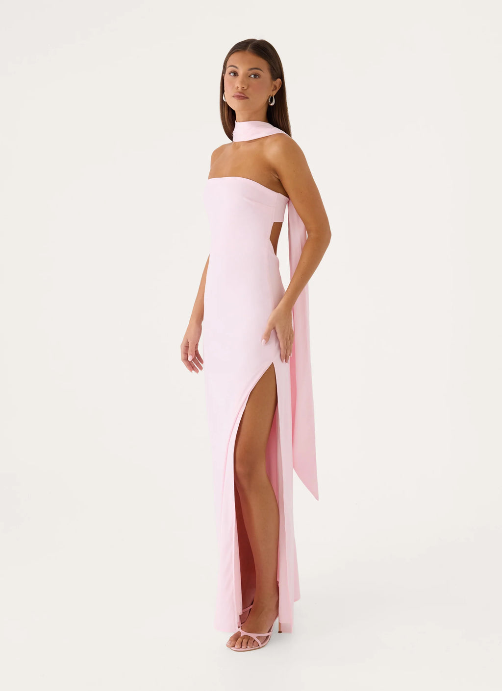 Out All Night Scarf Maxi Dress - Soft Pink