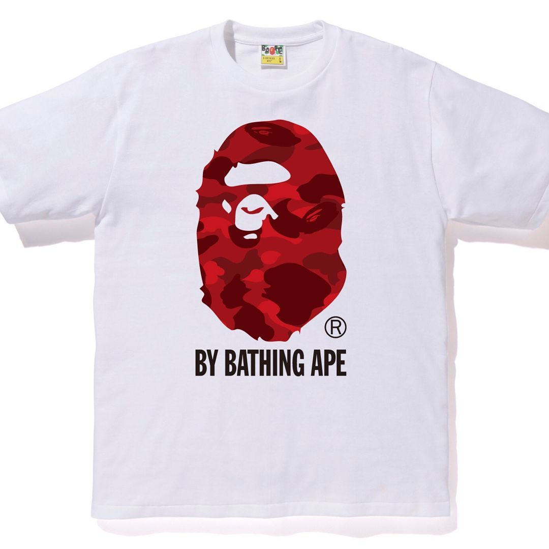 BAPE Color Camo Ape Head Tee White Red