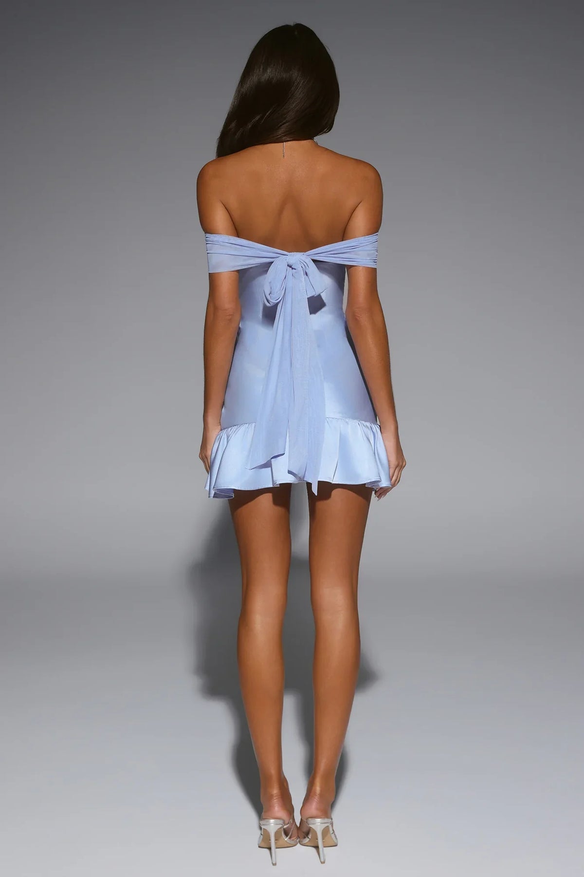 Effortless Beauty Off Shoulder Satin Mini Dress Blue