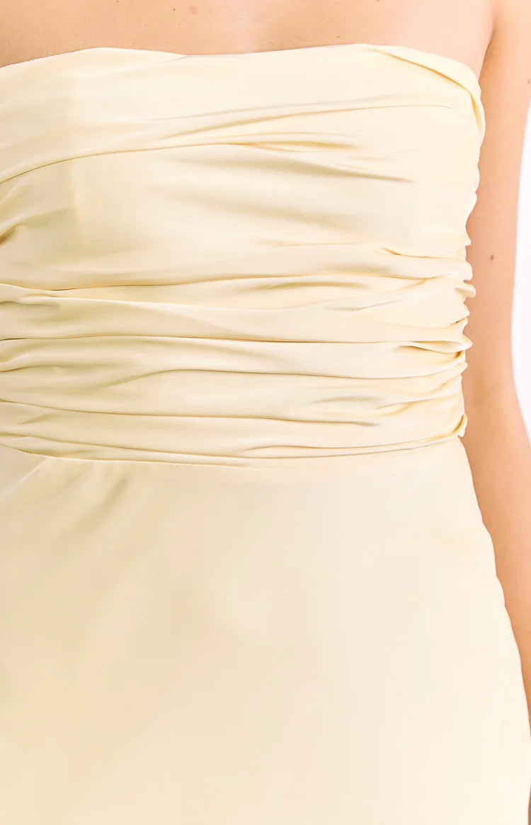 Alexia Yellow Strapless Maxi Dress