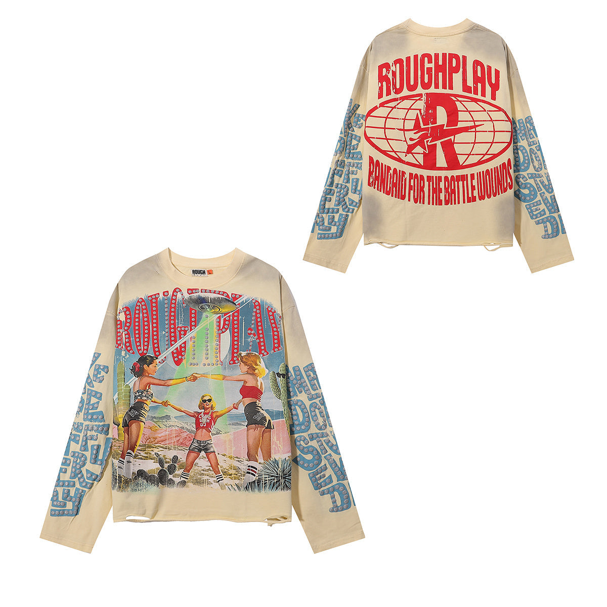 Roughplay Girls Just Wanna Play Rough Long Sleeve Tee Cream