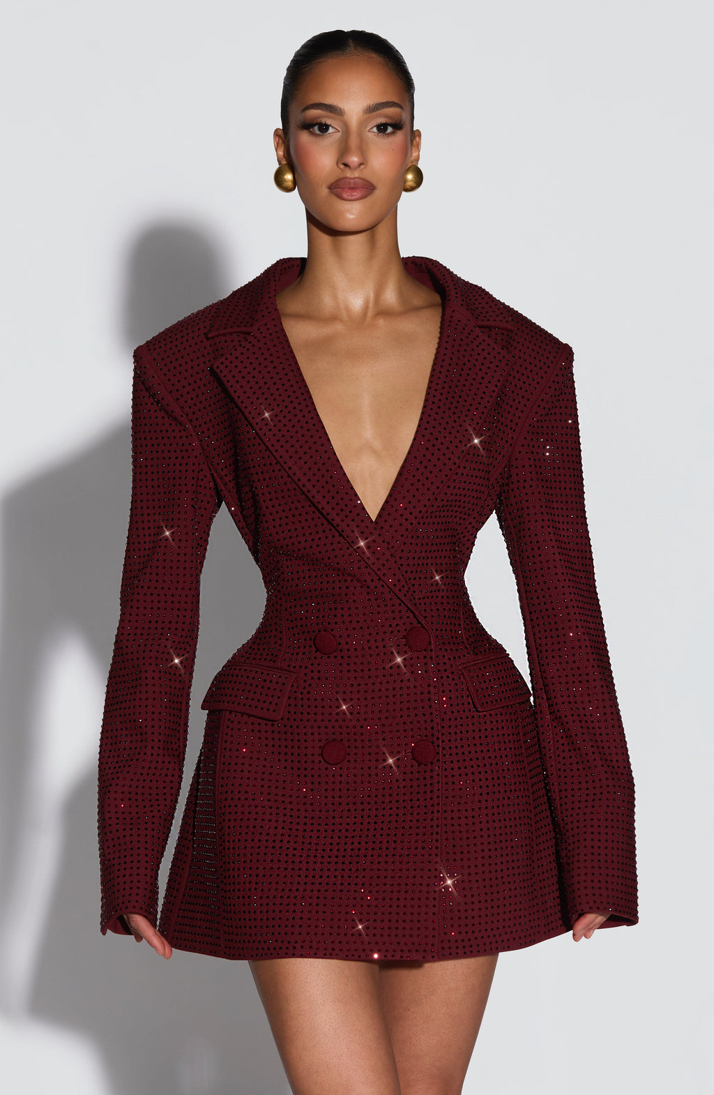 Elvira Mini Dress - Burgundy Sparkle