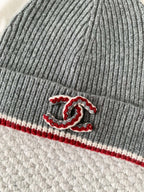 Chanel CC Cashmere Cold Hat Knitted Hat Gray#388505
