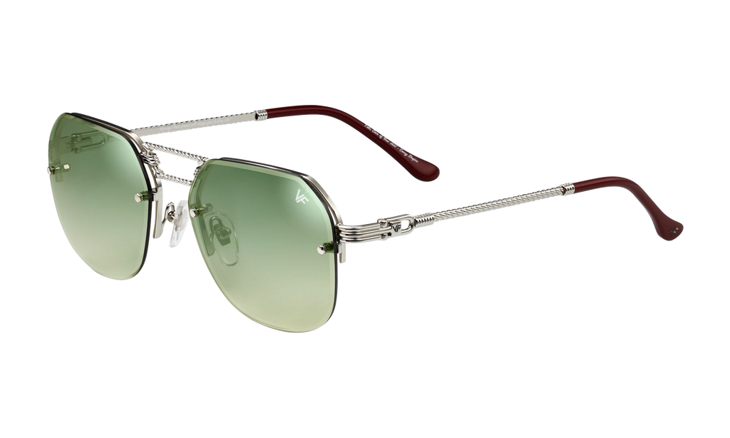 CEO Bevel Rimless Drill Mount 18KT White Gold / Pastel Green Gradient Flash Silver DMCE2 0008 48B3