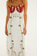 Off-White Tulip Richelieu Embroidered Midi Dress