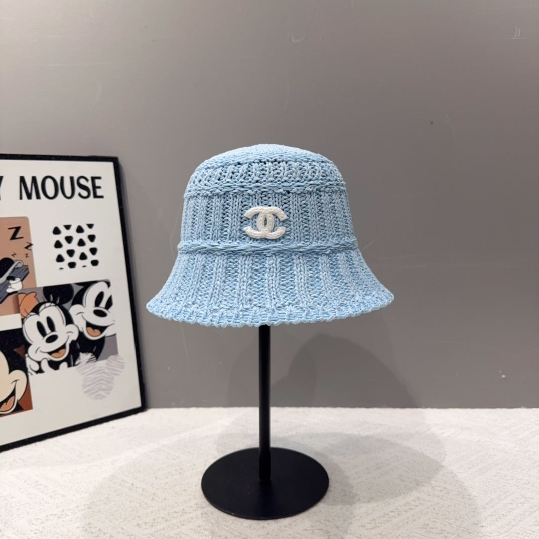 Chanel CC Knit Bucket Hat – Light Blue