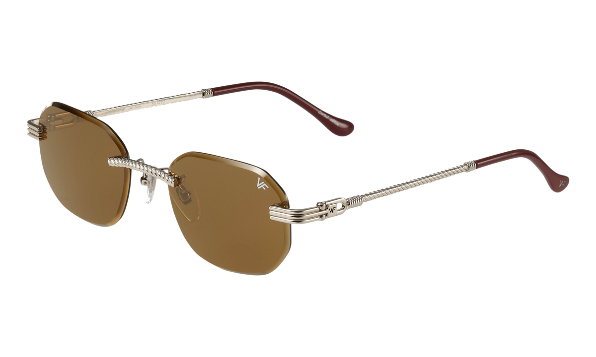Hustler Rimless Drill Mount 24KT White Gold / Brown DMHU2 0045 42B6