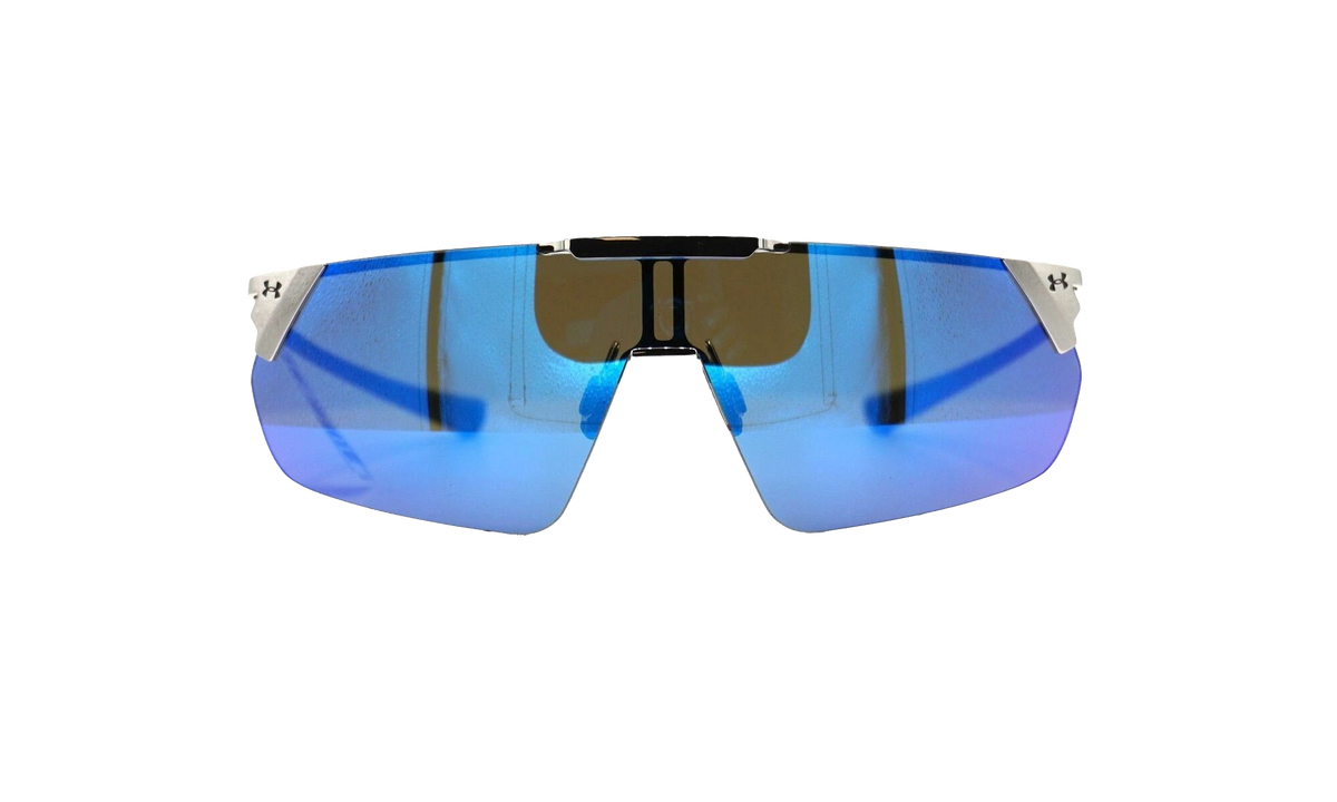 Litewire Shield Sunglasses Gray Blue Mirror - Gloss Silver / Gray Rubber 8600135 014361