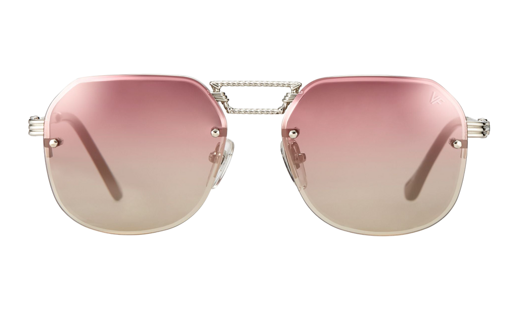 CEO Bevel Rimless Drill Mount 18KT White Gold / Pastel Red Gradient Flash Silver DMCE2 0010 48B2