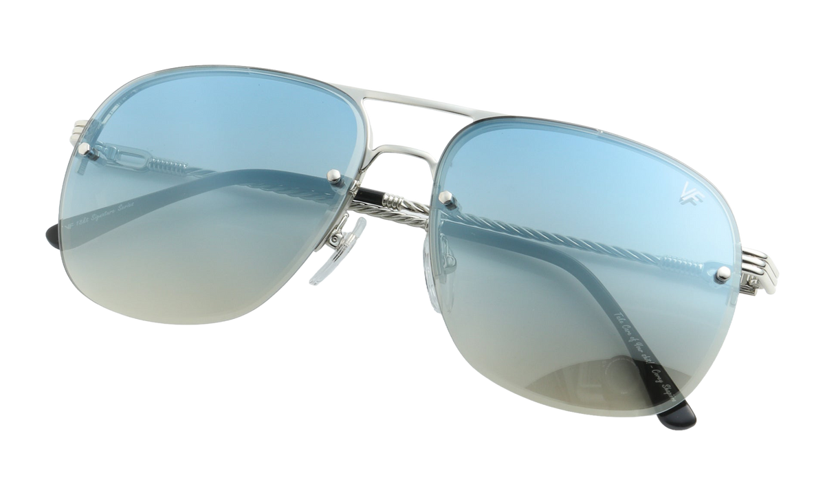 Snatch Bevel Rimless Drill Mount 18KT White Gold / Pastel Blue Flash Silver DMSN2 0005 48C5