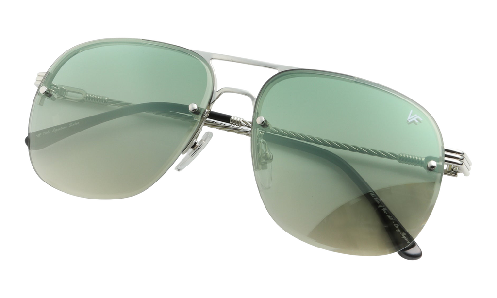 Snatch Bevel Rimless Drill Mount 18KT White Gold / Pastel Green Gradient Flash Silver DMSN2 0007 48D3
