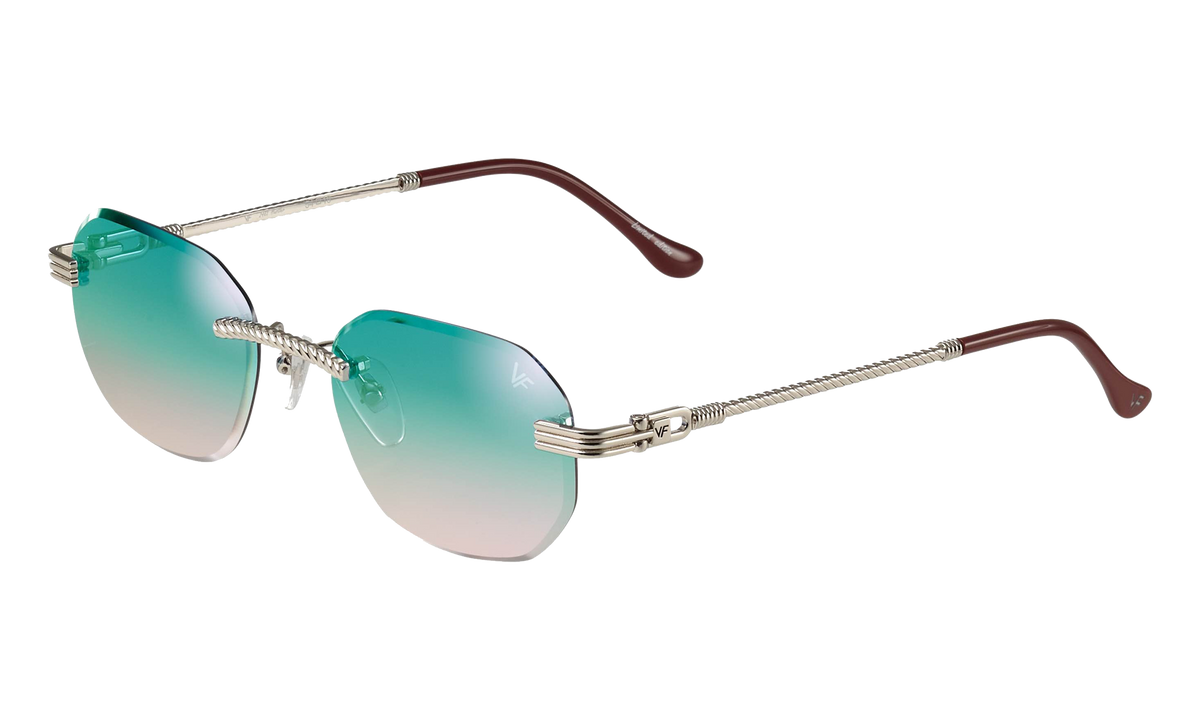 Hustler Rimless Drill Mount 24KT White Gold / Blue / Pink Multi Flash DMHU2 0049 44D1
