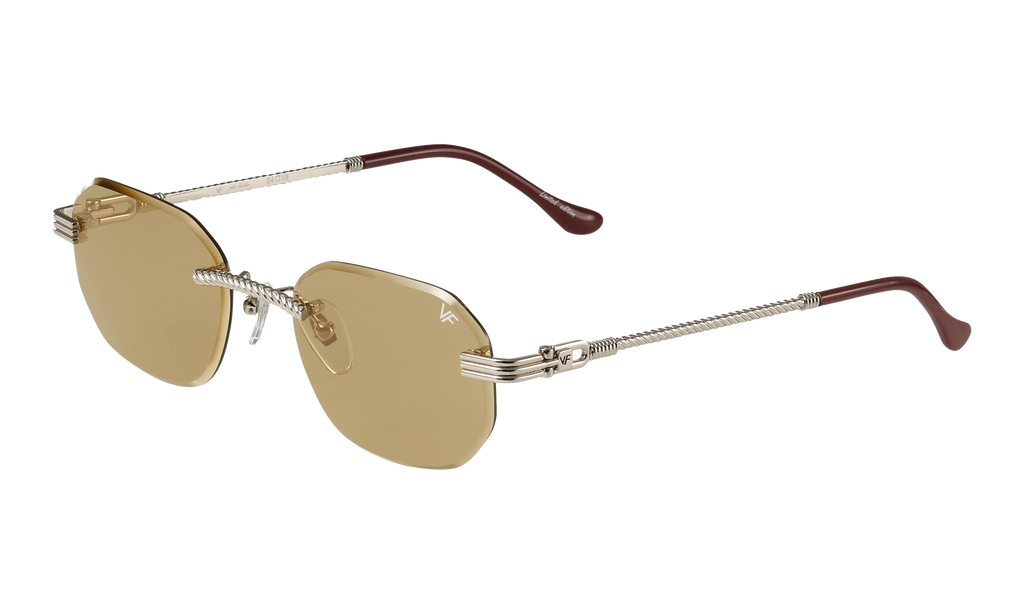 Hustler Rimless Drill Mount 24KT White Gold / Amber DMHU2 0054 43A2