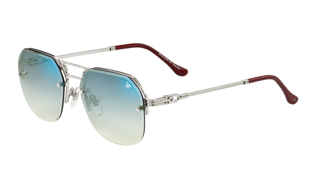 CEO Bevel Rimless Drill Mount 18KT White Gold / Pastel Blue Flash Silver DMCE2 0006 48A5