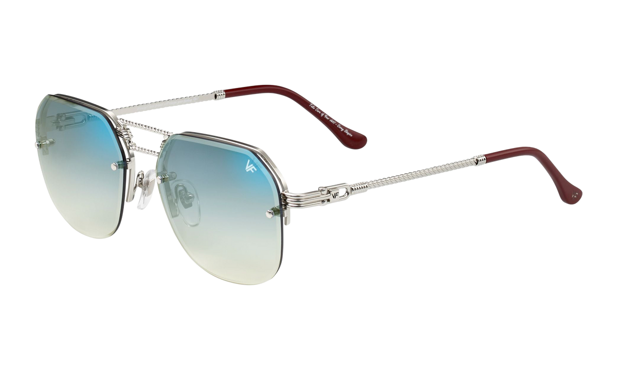 CEO Bevel Rimless Drill Mount 18KT White Gold / Pastel Blue Flash Silver DMCE2 0006 48A5