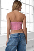 Cassia  Mesh Print Bustier Top
