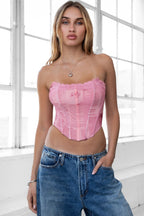 Cassia  Mesh Print Bustier Top