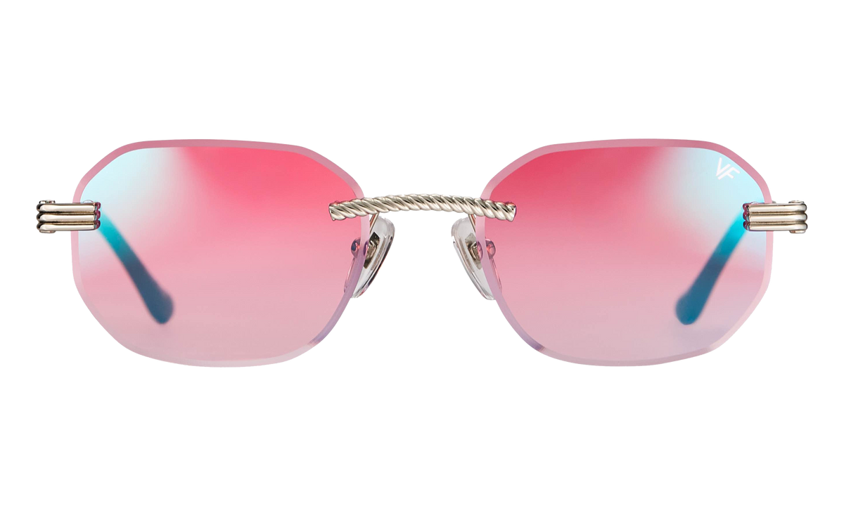 Hustler Rimless Drill Mount 24KT White Gold / Candy Pink Multiflash DMHU2 0055 45D2