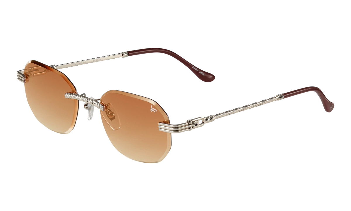 Hustler Rimless Drill Mount 24KT White Gold / Light Brown Gradient DMHU2 0059 47D5