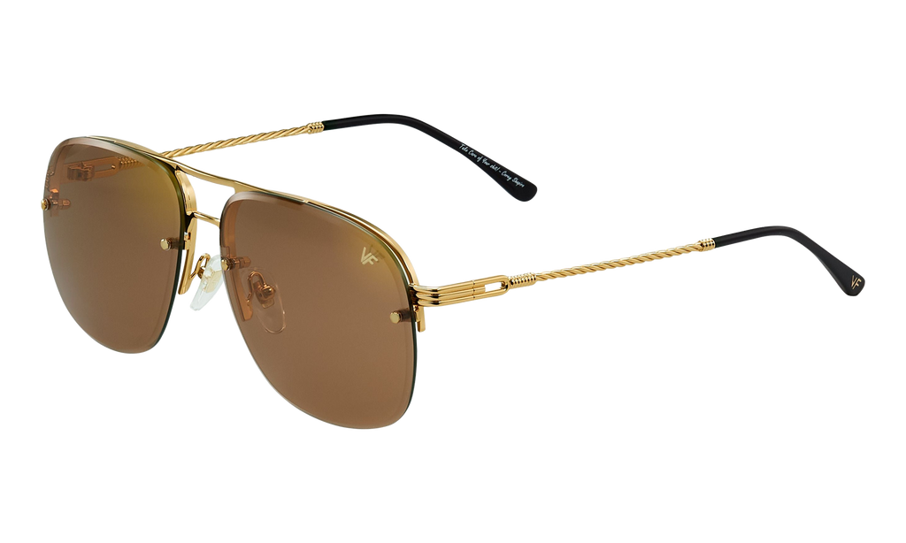 Snatch Bevel Rimless Drill Mount 18KT Yellow Gold / Brown Flash Gold DMSN2 0002 48C4