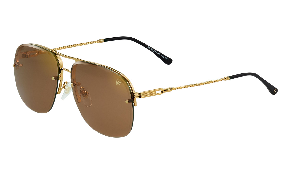 Snatch Bevel Rimless Drill Mount 18KT Yellow Gold / Brown Flash Gold DMSN2 0002 48C4