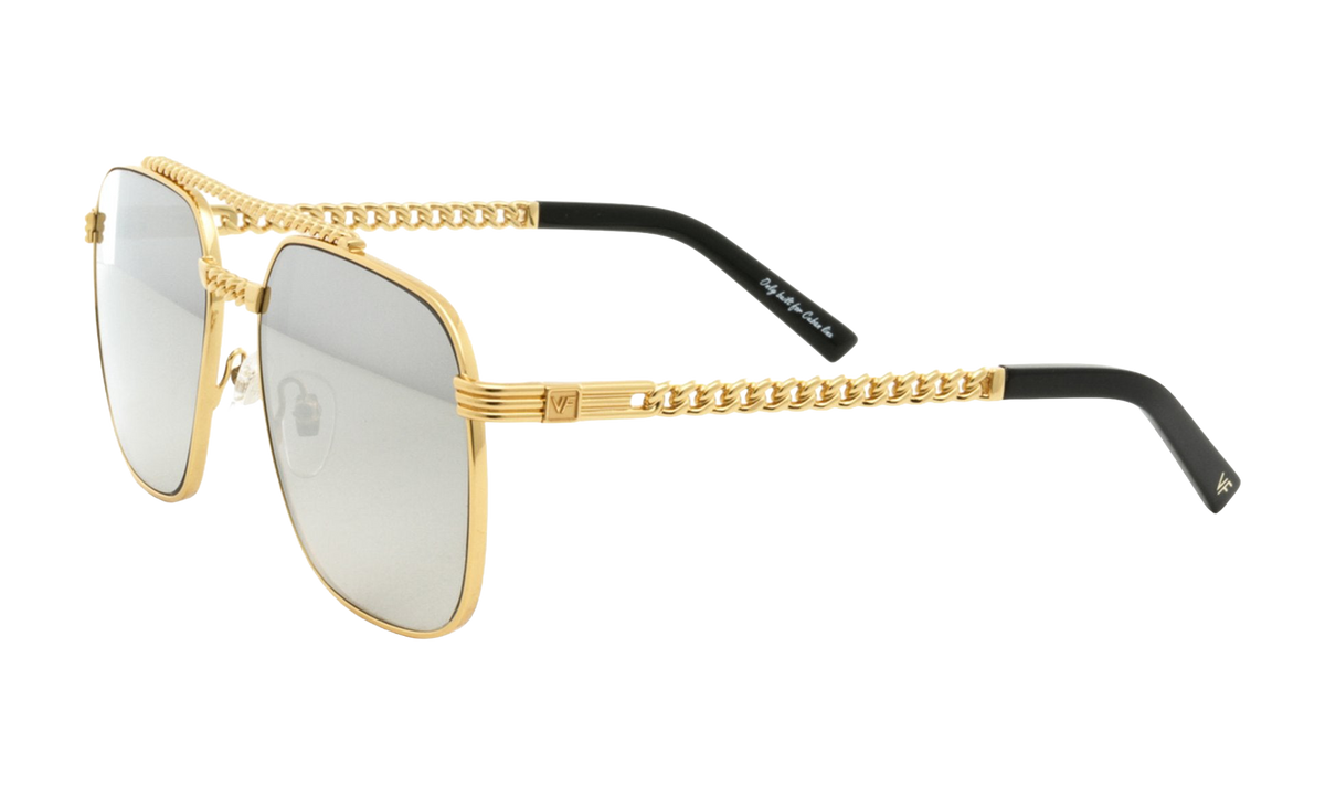 XL Cuban Link Edition 24KT Yellow Gold / Dark Gray Gradient Mirror Flash Silver CLXL2 0001 16D3