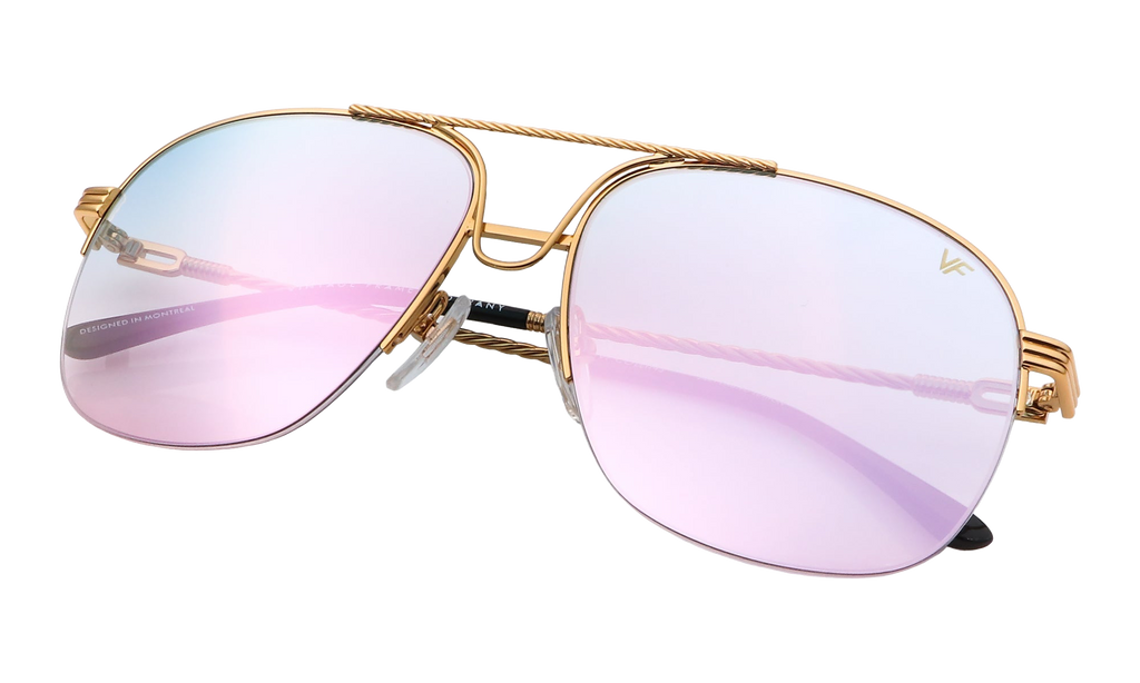 Collins Half Rim 24KT Yellow Gold / Blue Pink Gradient Multiflash MPCL2 0005 54T8