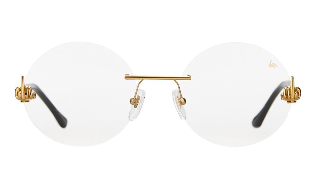 508 Rimless Drill Mount F.U. Edition 24KT Yellow Gold / Black / Clear DMMF2 0001 20T3