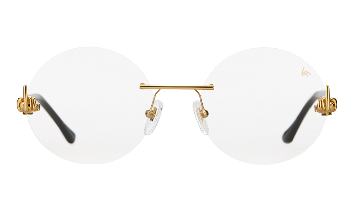 508 Rimless Drill Mount F.U. Edition 24KT Yellow Gold / Black / Clear DMMF2 0001 20T3
