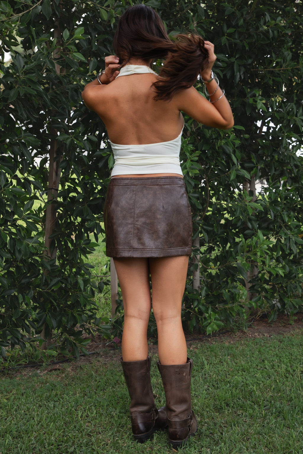 DAYNA PU Leather Low Rise Mini Skirt
