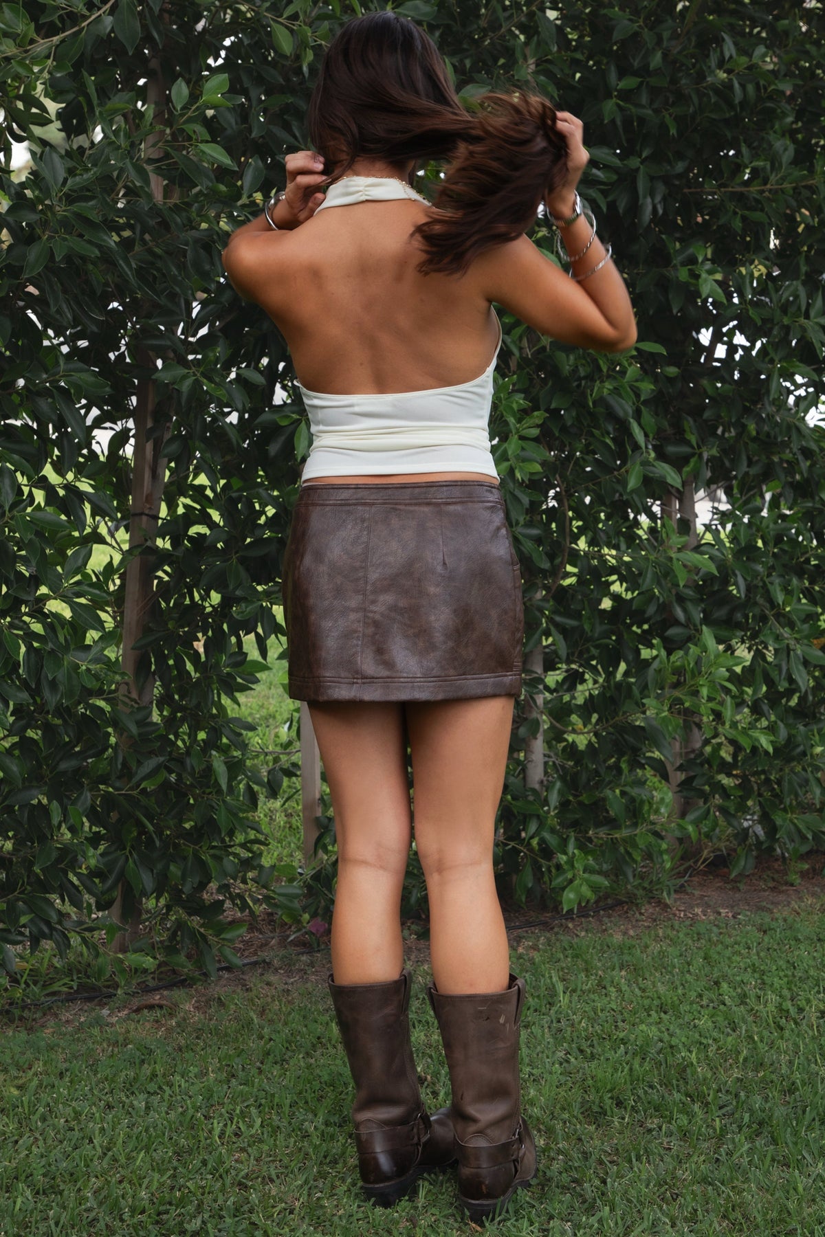 DAYNA PU Leather Low Rise Mini Skirt